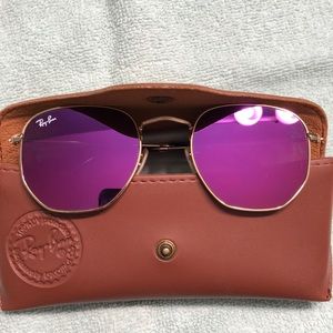 Ray Ban Magenta Purple Pink hexagon gold